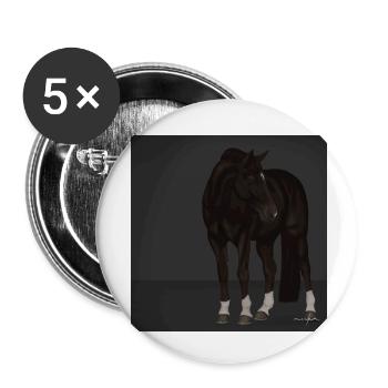 Dark Bay horse - Buttons small 1''/25 mm (5-pack) - white - Front