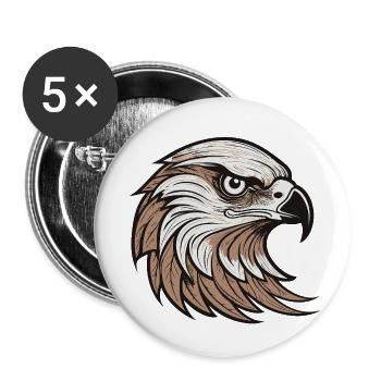 Majestätischer Adler Kopf Illustration - Buttons klein 25 mm (5er Pack) - Weiß - Vorne