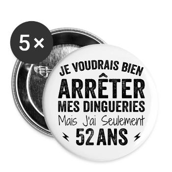 Ich bin 52 Jahre alt - Geburtstag 52 Jahre alt, 52 Jahre alt - Buttons klein 25 mm (5er Pack) - Weiß - Vorne