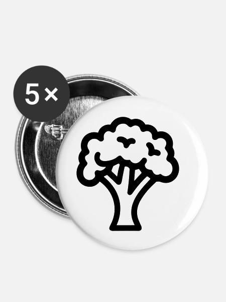 Brokkoli - Buttons klein 25 mm (5er Pack) - Weiß