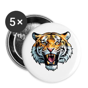 Tiger Head - Buttons small 1''/25 mm (5-pack) - white - Front