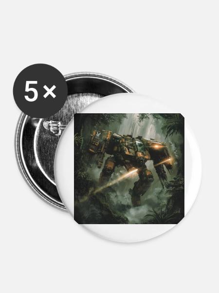 Sci Fi Krieger - Buttons klein 25 mm (5er Pack) - Weiß