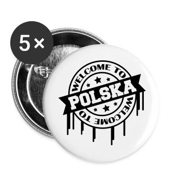 Bienvenue en Pologne - Lot de 5 petits badges (25 mm) - blanc - Devant