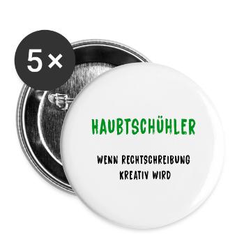 Haubtschühler – Creative Spelling - Buttons small 1''/25 mm (5-pack) - white - Front