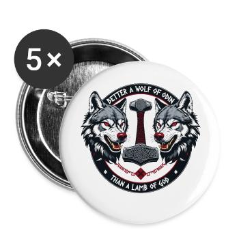 Lieber ein Wolf Odins als ein Lamm Gottes - Buttons klein 25 mm (5er Pack) - Weiß - Vorne