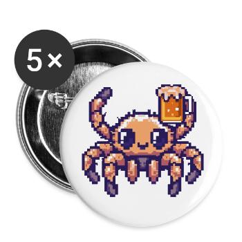 Tarantula Pixel Bier - Buttons klein 25 mm (5er Pack) - Weiß - Vorne