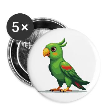 Pixel Parrot – Style rétro 8 bits - Lot de 5 petits badges (25 mm) - blanc - Devant