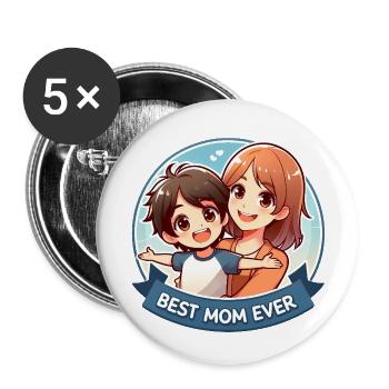 Muttertag - Eine Mutter und ihr Sohn - Buttons klein 25 mm (5er Pack) - Weiß - Vorne