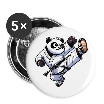 Karaté Panda Ours - Lot de 5 petits badges (25 mm) - blanc - Devant