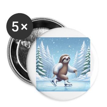 Sloth Wanderer Eislaufen - Buttons klein 25 mm (5er Pack) - Weiß - Vorne