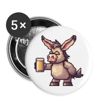 Bière Donkey Pixel - Lot de 5 petits badges (25 mm) - blanc - Devant