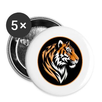 Portrait de tigre - Lot de 5 petits badges (25 mm) - blanc - Devant