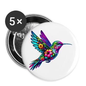 Colibri - Lot de 5 petits badges (25 mm) - blanc - Devant