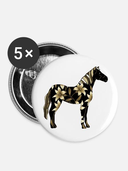 Pferd - Buttons klein 25 mm (5er Pack) - Weiß