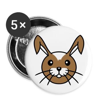 Hase Lustig Gesicht Lächeln glücklich freundlich - Buttons klein 25 mm (5er Pack) - Weiß - Vorne