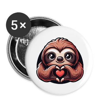 Red Sloth Day Funny Day 2025 Kids Girls - Buttons small 1''/25 mm (5-pack) - white - Front