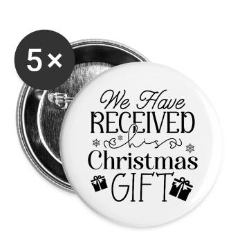 Nous avons reçu un cadeau - Lot de 5 petits badges (25 mm) - blanc - Devant