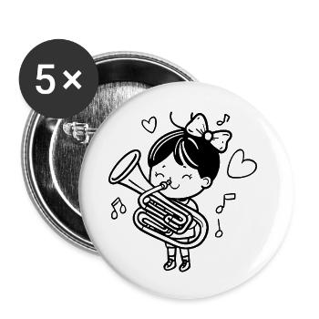 Cartoon Tuba Girl - Buttons small 1''/25 mm (5-pack) - white - Front