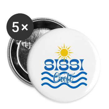 Sonne und Wellen Sissi Kreta Logo - Buttons klein 25 mm (5er Pack) - Weiß - Vorne