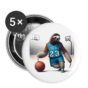 Paresseux Basket-ball Tramp 23 - Lot de 5 petits badges (25 mm) - blanc - Devant