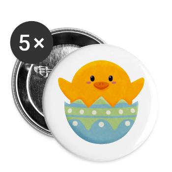 poussin dans l’œuf de Pâques - Lot de 5 petits badges (25 mm) - blanc - Devant