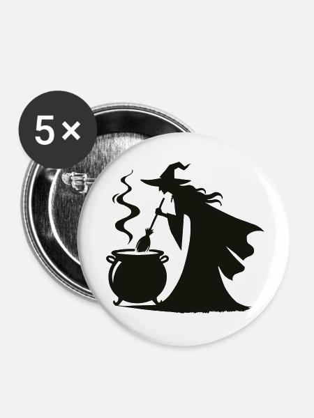 hexe kochtopf - Buttons klein 25 mm (5er Pack) - Weiß