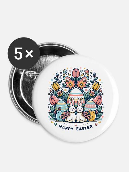 Happy Ester - Buttons klein 25 mm (5er Pack) - Weiß