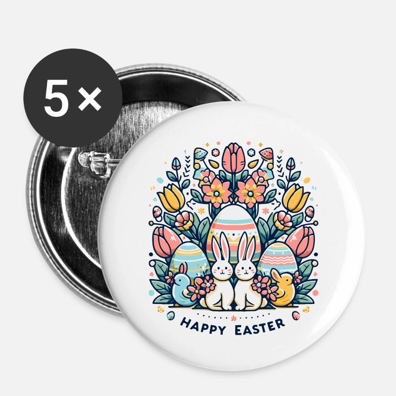 Ester heureux - Lot de 5 petits badges (25 mm) - blanc