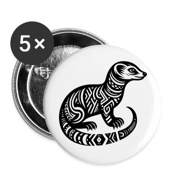 Mangouste tribale - Lot de 5 petits badges (25 mm) - blanc - Devant