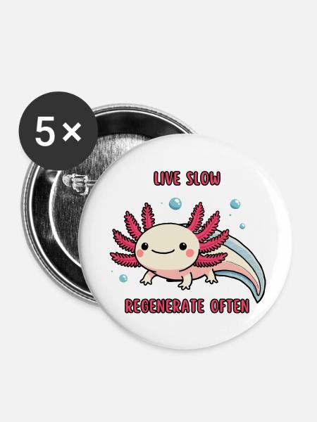 Axolotl - Meister der Regeneration - Buttons klein 25 mm (5er Pack) - Weiß
