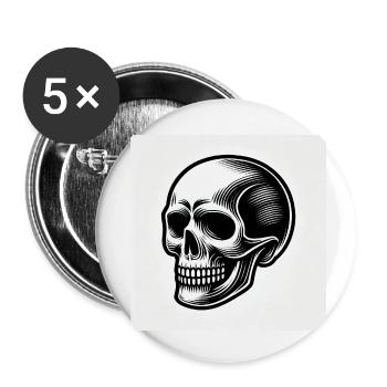 Skull: Symbol of death and rebellion - Buttons small 1''/25 mm (5-pack) - white - Front
