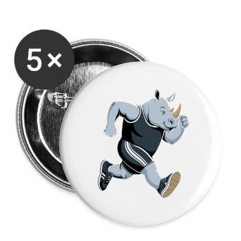 Energiegeladener Nashorn-Athlet - Buttons klein 25 mm (5er Pack) - Weiß - Vorne