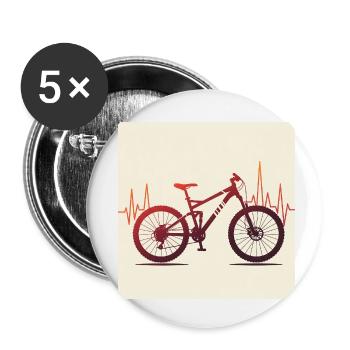 Herzschlag & Adrenalin – Mountainbike-Liebe - Buttons klein 25 mm (5er Pack) - Weiß - Vorne