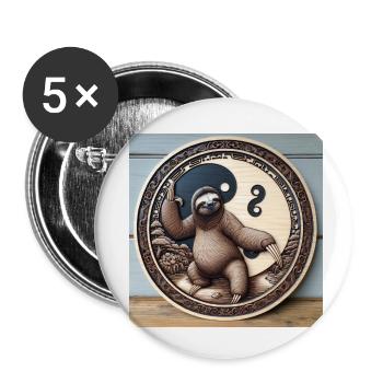 QiGong Paresseux - Lot de 5 petits badges (25 mm) - blanc - Devant