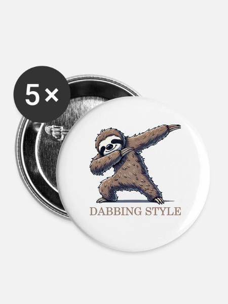faultier dabbing - Buttons klein 25 mm (5er Pack) - Weiß