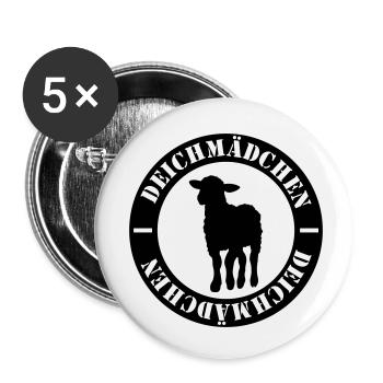 Deichmädchen - Küstenkind Deine Liebe zur Küste! - Buttons klein 25 mm (5er Pack) - Weiß - Vorne