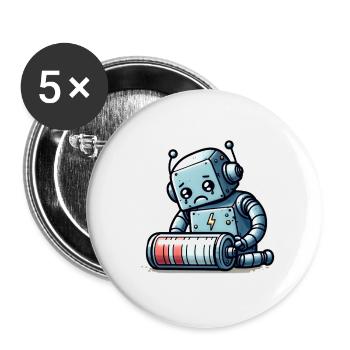 Robot Weak Battery Robo-Problems - Lot de 5 petits badges (25 mm) - blanc - Devant