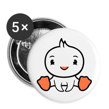 Bird sitting happy duck cute cute friendly - Buttons small 1''/25 mm (5-pack) - white - Front