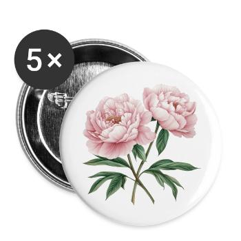 Peonies - Buttons small 1''/25 mm (5-pack) - white - Front