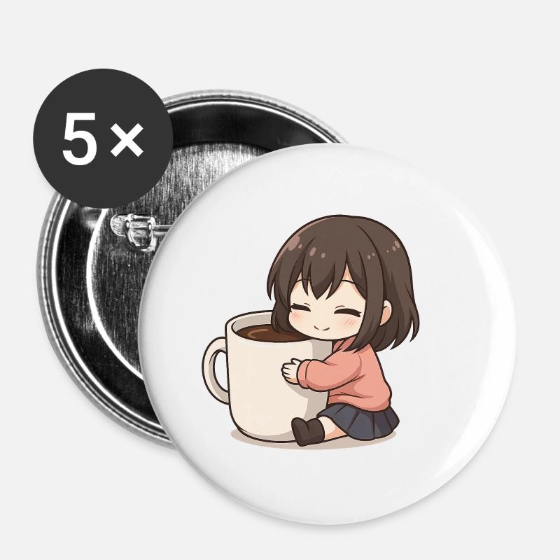 Coffee Love - Buttons small 1''/25 mm (5-pack) - white