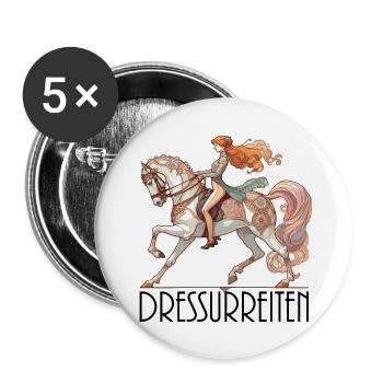 Dressurreiten Reiten Pferd edel dynamisch Geschenk - Buttons klein 25 mm (5er Pack) - Weiß - Vorne