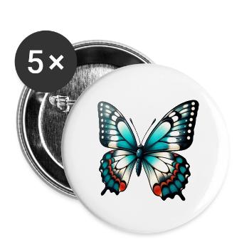 Kawaii Butterfly - Lot de 5 petits badges (25 mm) - blanc - Devant