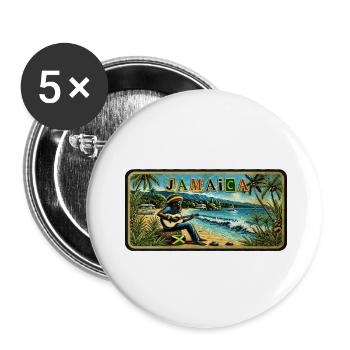 Jamaica Reggae Vibes - Buttons small 1''/25 mm (5-pack) - white - Front