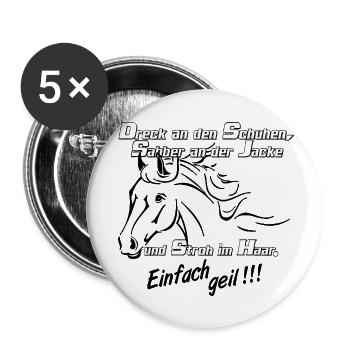 Pferd , Pferde , Reiten , Pferde Freund - Buttons klein 25 mm (5er Pack) - Weiß - Vorne