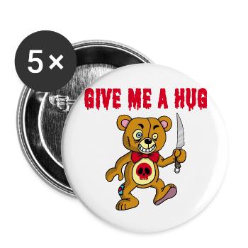 Psychopathischer Teddybär - Buttons klein 25 mm (5er Pack) - Weiß - Vorne