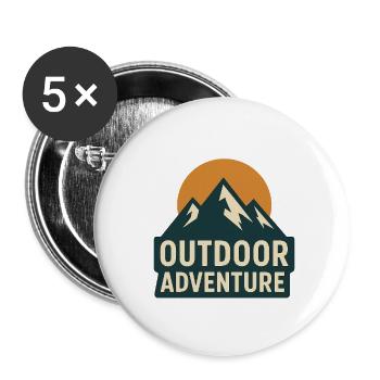 Outdoor Adventure – Berge & Natur Design - Buttons klein 25 mm (5er Pack) - Weiß - Vorne