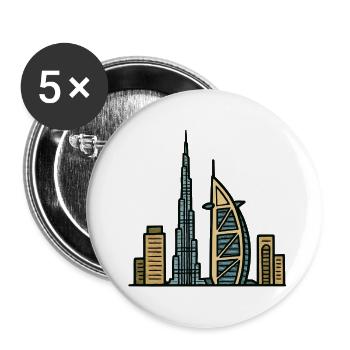 Horizon de Dubaï - Lot de 5 petits badges (25 mm) - blanc - Devant