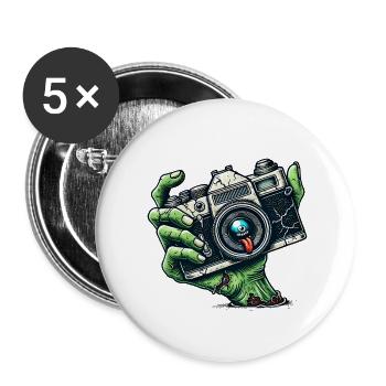 Zombie Kamera - Buttons klein 25 mm (5er Pack) - Weiß - Vorne