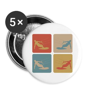 Retro Kitesurf Vibes - Buttons klein 25 mm (5er Pack) - Weiß - Vorne