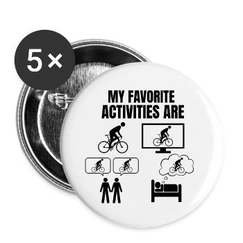 VELO/BIKE - MY FAVORITE ACTIVITIES ARE - Buttons small 1''/25 mm (5-pack) - white - Front